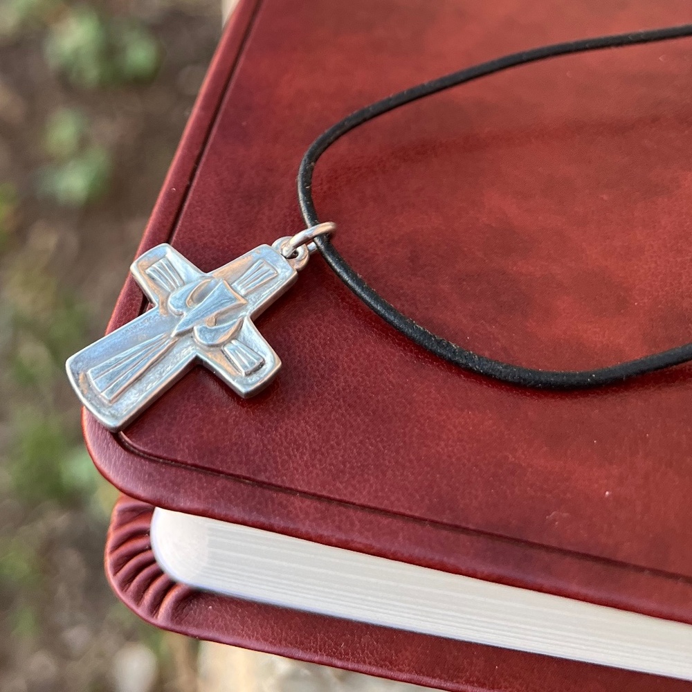 Sterling Handcrafted Cross Leather Cord - Picture 2 of 4